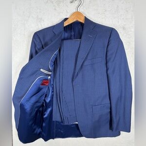 Luigi Bianchi Mantova 100% Wool EU48S US 38S Navy Pinstripe Classic Modern Suit